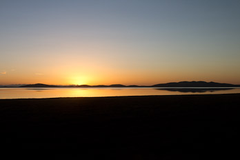 Sonnenuntergang über dem Qinghai-Lake