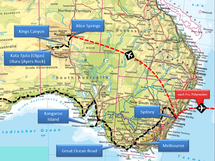 Australien - der Osten und das Rote Zentrum